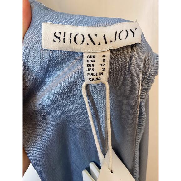 SHONA JOY La Lune Twist Front Cut Out Mini Dress Blue Silk Dress US 0 - Picture 8 of 10